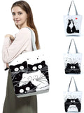 Cat Printed Eco Handbag High Capacity Shoulder Bag