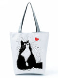Cat Printed Eco Handbag High Capacity Shoulder Bag