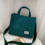 Corduroy Lady's Square Handbag Retro Style Crossbody Bag