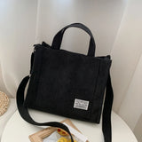 Corduroy Lady's Square Handbag Retro Style Crossbody Bag