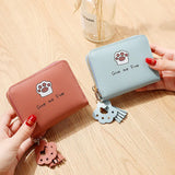 Lady's Wallet Cat's Paw Pattern Short Purse Japanese Style Small Zero Wallets St
