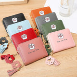 Lady's Wallet Cat's Paw Pattern Short Purse Japanese Style Small Zero Wallets St