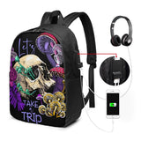 Psychedelic Mushrooms & Skulls Laptop Backpack