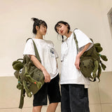 Large Capacity 3D Frog Backpack College Graffiti School Bag