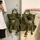 Large Capacity 3D Frog Backpack College Graffiti School Bag