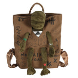 Large Capacity 3D Frog Backpack College Graffiti School Bag