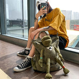 Large Capacity 3D Frog Backpack College Graffiti School Bag