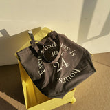 Large-Capacity Canvas Letter Print Shoulder Tote Handbag