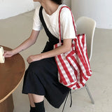 Stripe Print All-Match Shoulder Tote Handbag