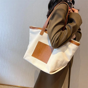 Large Capacity Canvas Shoulder Bags Commuting Leisure Tote Handbag