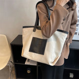 Large Capacity Canvas Shoulder Bags Commuting Leisure Tote Handbag