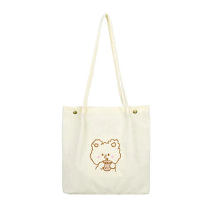 Large Capacity Canvas Women's Handbag Corduroy Shoulder Bags