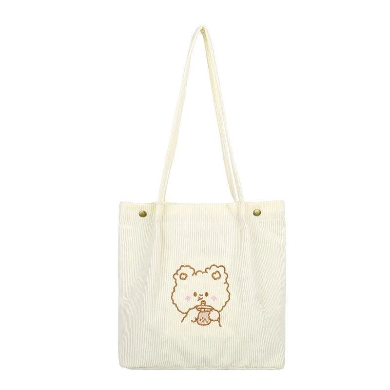 Large Capacity Canvas Women's Handbag Corduroy Shoulder Bags
