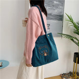 Large Capacity Canvas Women's Handbag Corduroy Shoulder Bags
