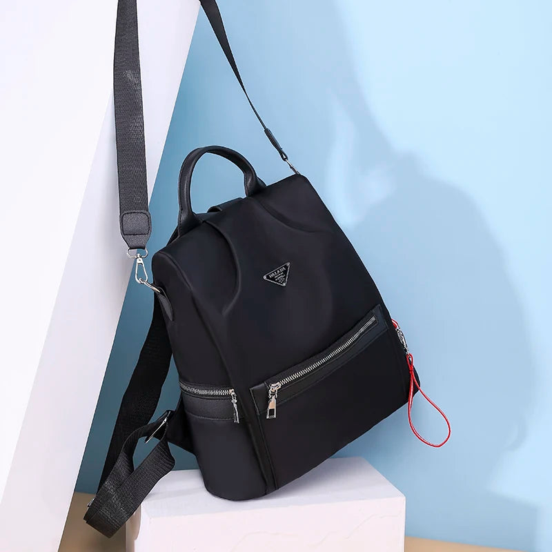 Vintage High Leather Backpack Women's School Bag