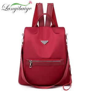 Vintage High Leather Backpack Women's School Bag