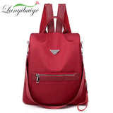 Vintage High Leather Backpack Women's School Bag