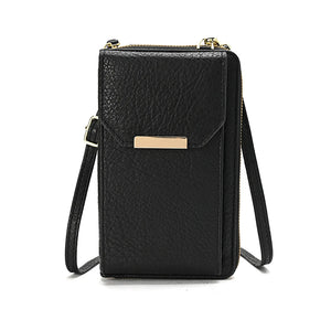Large Capacity PU Mobile Phone Bag Ladies Handbag Single Zipper Vertical Crossbo