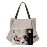 Large Capacity Women Shoulder Bags Canvas School Book Bags For Teenage Girls