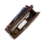 Men's Leather Clutch Double Zipper Long Wallet