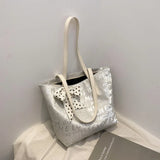 Summer Silver Letter Shoulder Tote Bag