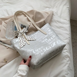 Summer Silver Letter Shoulder Tote Bag
