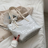 Summer Silver Letter Shoulder Tote Bag