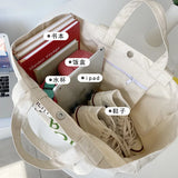 Large-capacity Canvas Women's Shoulder Bag Fresh and Sweet English Shopping Bag