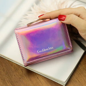 Laser Holographic Wallet Women Short Clutch Zipper Purses Phone Purse