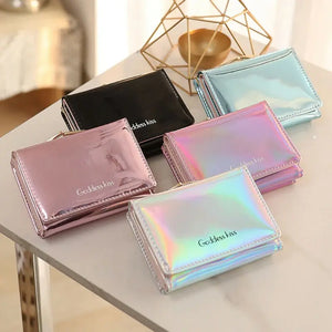 Laser Holographic Wallet Women Short Clutch Zipper Purses Phone Purse