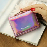 Laser Holographic Wallet Women Short Clutch Zipper Purses Phone Purse