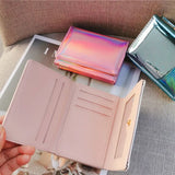 Laser Holographic Wallet Women Short Clutch Zipper Purses Phone Purse
