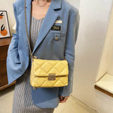 Lattice Yellow Crossbody Bag PU Leather Chain Shoulder Messenger Bag