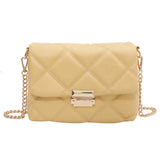 Lattice Yellow Crossbody Bag PU Leather Chain Shoulder Messenger Bag