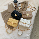 Lattice Yellow Crossbody Bag PU Leather Chain Shoulder Messenger Bag