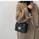 Lattice Yellow Crossbody Bag PU Leather Chain Shoulder Messenger Bag