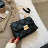 Lattice Yellow Crossbody Bag PU Leather Chain Shoulder Messenger Bag