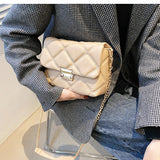 Lattice Yellow Crossbody Bag PU Leather Chain Shoulder Messenger Bag