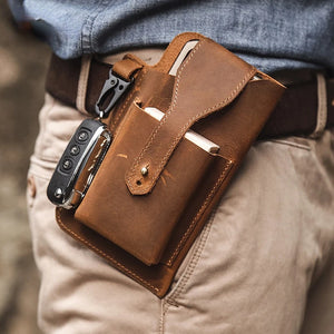 Retro Leather Waist Bag for Men