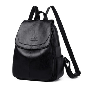 Soft Leather Women Backpack Ladies Large Capacity All-Match Backpack
