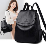 Soft Leather Women Backpack Ladies Large Capacity All-Match Backpack