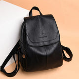 Soft Leather Women Backpack Ladies Large Capacity All-Match Backpack