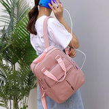 Women's USB Rechargeable Backpack Handbag High Capacity College Style Bag