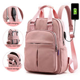Women's USB Rechargeable Backpack Handbag High Capacity College Style Bag