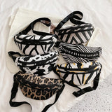 Leopard Pattern Chest Bag Messenger Bag Ladies Striped Sports Waist Bag
