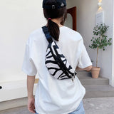 Leopard Pattern Chest Bag Messenger Bag Ladies Striped Sports Waist Bag