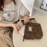 Leopard Print Cosmetic Bag Women Plaid Cosmetic Pouch Large Capacity