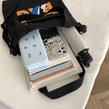 Canvas Shoulder Bag Men Women Cross Body Bag with Pendant