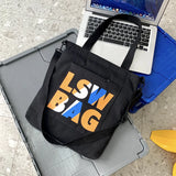 Canvas Shoulder Bag Men Women Cross Body Bag with Pendant