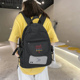 Letters Embroidery Nylon Backpack Mesh Pocket Girls School